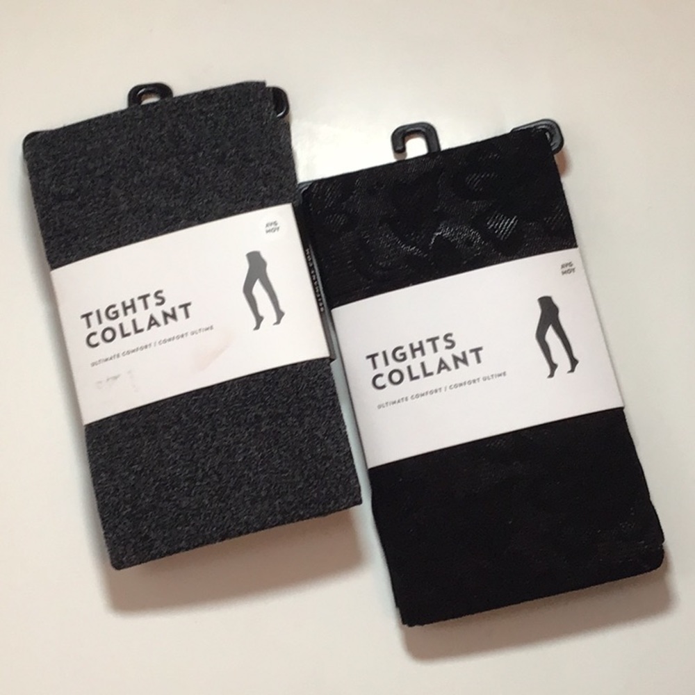 2 Pairs of Tights - Black/Charcoal